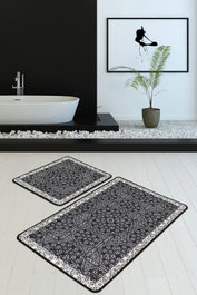 Mijölnir Paisley Djt Juego de alfombras de baño Negro, Antracita, Blanco
